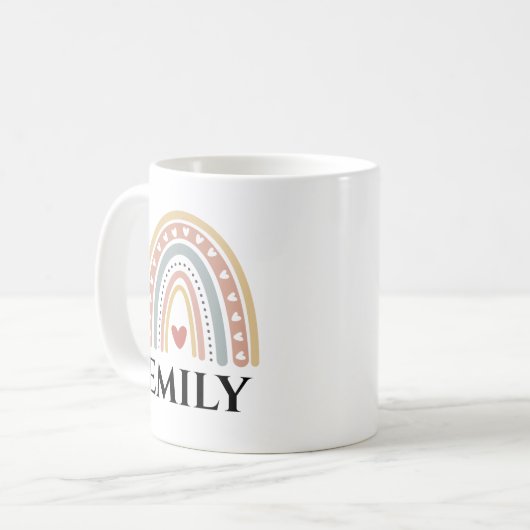 Boho Rainbow Girls Name Kaffeetasse (Vorderseite Links)
