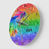 Boho Rainbow Glitzer Niedlich Girls Einhorn Kinder Große Wanduhr (Winkel)