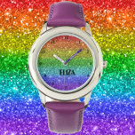 Boho Rainbow Glitzer Niedlich Girls Pink Kinder Armbanduhr<br><div class="desc">Niedlicher Regenbogen-Glitzer. Mädchen,  perfekt für Kinder. Personalisieren Sie es mit dem Namen Ihres Kindes.</div>