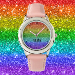 Boho Rainbow Glitzer Niedlich Girls Pink Kinder Armbanduhr<br><div class="desc">Niedlicher Regenbogen-Glitzer. Mädchen,  perfekt für Kinder. Personalisieren Sie es mit dem Namen Ihres Kindes.</div>