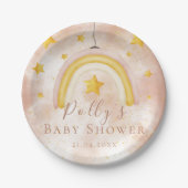 Boho Rainbow Gold Stars Magic Dust Baby Dusche Pappteller (Vorderseite)