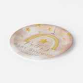 Boho Rainbow Gold Stars Magic Dust Baby Dusche Pappteller (Schrägansicht)