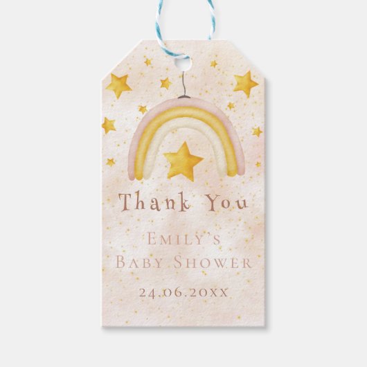 Boho Rainbow goldene Stars magisch rosa Staub Geschenkanhänger (Vorderseite)