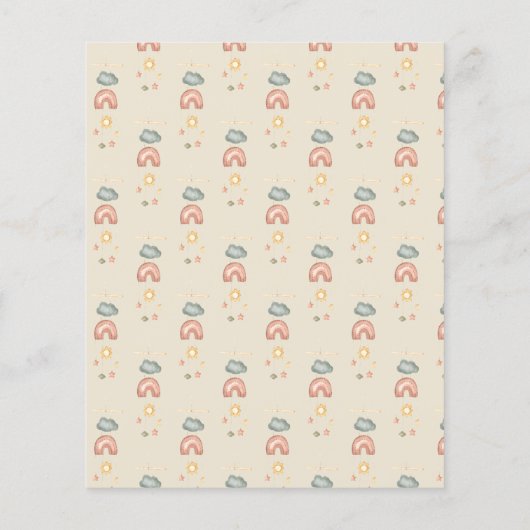 Boho Rainbow Green 1. Geburtstag Einladung (Rückseite)