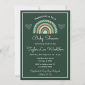 Boho Rainbow Green and Brown Baby Shower Einladung (Vorderseite)