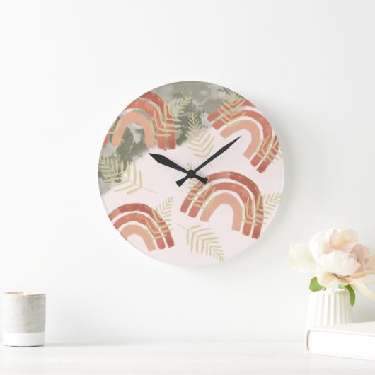 Boho Rainbow Große Wanduhr (Zuhause)