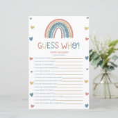 Boho Rainbow Guess Who! Baby Shower Game (Stehend Vorderseite)