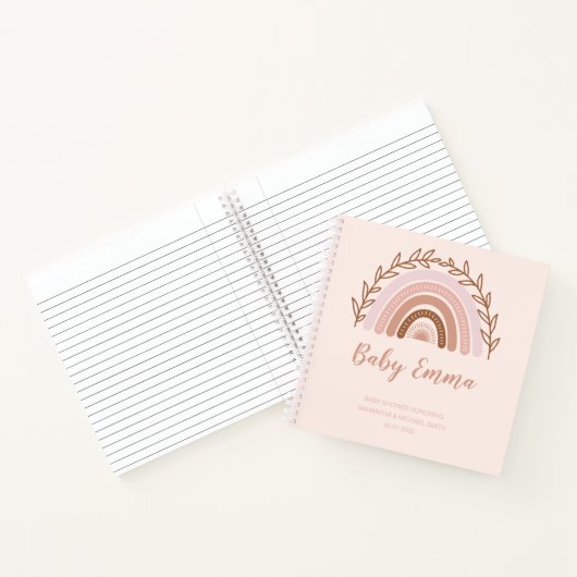 Boho Rainbow Guest Book, Terracotta Dusty Pink Notizblock (Innenseite)