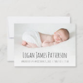 Boho Rainbow Hand Drawn Schwarz-weiß Birth Ankündigung (Vorderseite)