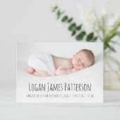 Boho Rainbow Hand Drawn Schwarz-weiß Birth Ankündigung (Stehend Vorderseite)