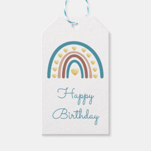 Boho Rainbow Happy Birthday Blue Boy Gift Tags Geschenkanhänger