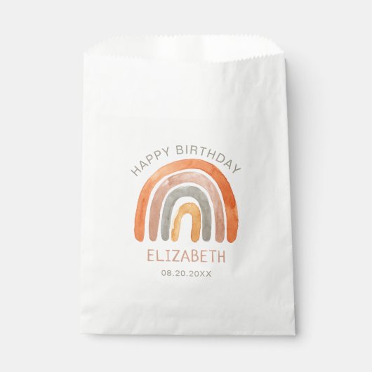 Boho Rainbow Happy Birthday Favor Bag Geschenktütchen (Vorderseite)