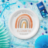 Boho Rainbow Happy Birthday  Pappteller (Party)