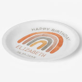 Boho Rainbow Happy Birthday  Pappteller (Schrägansicht)