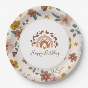 Boho Rainbow Happy Birthday Tellers Pappteller