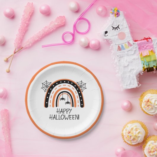 Boho Rainbow Happy Halloween Pappteller (Party)