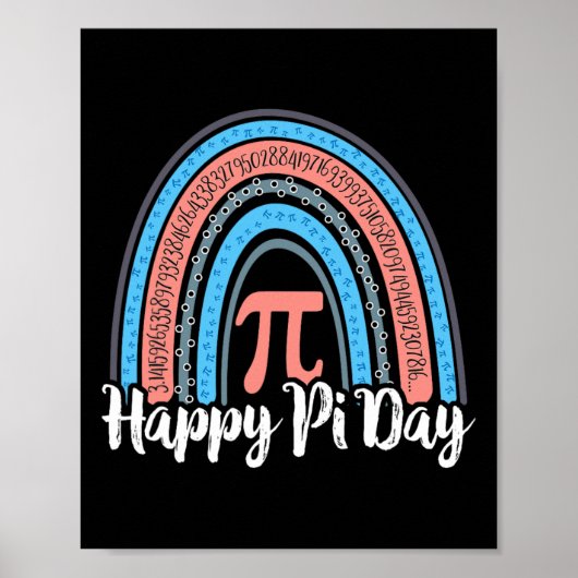 Boho Rainbow Happy Pi Day 3.14 Math Geek 3 Poster (Vorne)