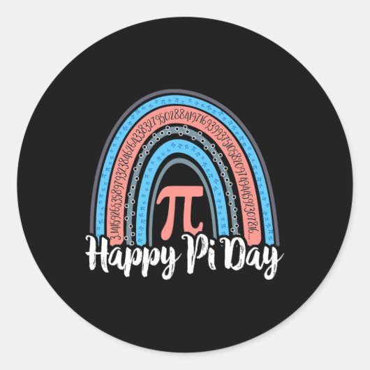 Boho Rainbow Happy Pi Day 3.14 Math Geek 3 Runder Aufkleber (Vorderseite)