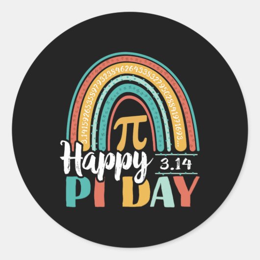 Boho Rainbow Happy Pi Day 3.14 Math Geek Runder Aufkleber (Vorderseite)