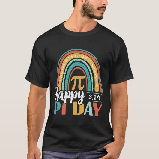 Boho Rainbow Happy Pi Day 3.14 Math Geek T-Shirt (Vorderseite)