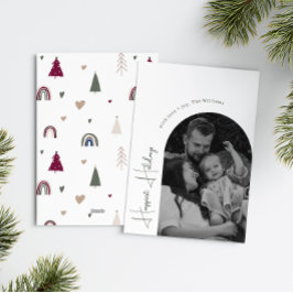 Boho Rainbow Heart Arch Happiest Holidays Foto Feiertagskarte