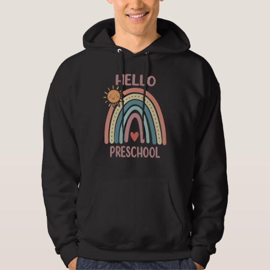 Boho Rainbow Heart For Teachers Women Hello Presch Hoodie (Vorderseite)