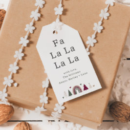 Boho Rainbow & Hearts Fa La La La Family Geschenkt Geschenkanhänger