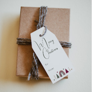 Boho Rainbow & Hearts Frohe Weihnachten bis und vo Geschenkanhänger