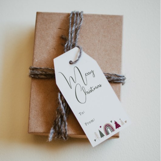 Boho Rainbow & Hearts Frohe Weihnachten bis und vo Geschenkanhänger