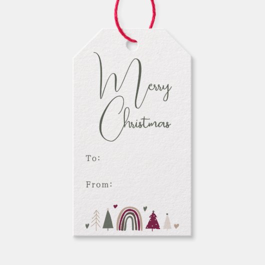 Boho Rainbow & Hearts Frohe Weihnachten bis und vo Geschenkanhänger (Vorderseite)