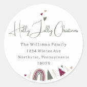 Boho Rainbow & Hearts Holly Jolly Umschlag Aufkleb Runder Aufkleber (Vorderseite)