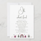 Boho Rainbow & Hearts Oh What Fun Holiday Party Einladung (Vorderseite)