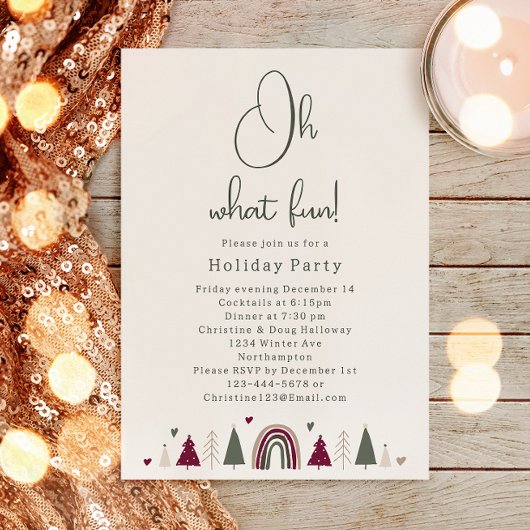 Boho Rainbow & Hearts Oh What Fun Holiday Party Einladung