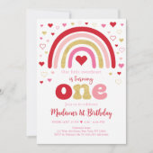 Boho Rainbow Hearts Valentine Birthday Einladung (Vorderseite)