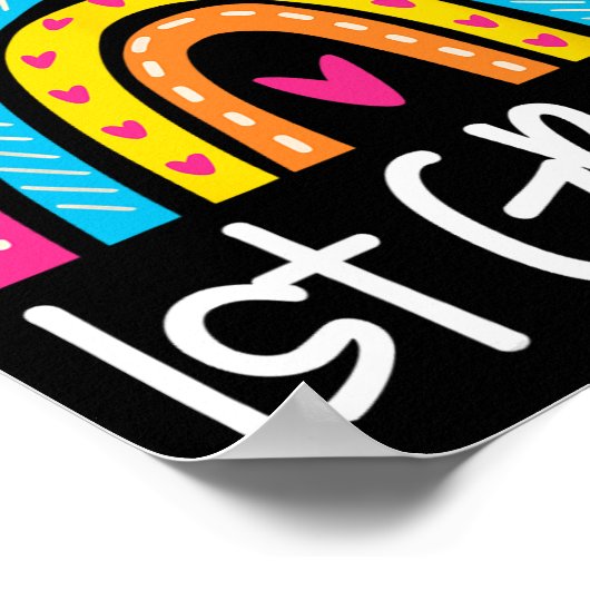 Boho Rainbow Hello 1st Grade First Day School Teac Poster (Ecke)