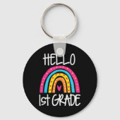Boho Rainbow Hello 1st Grade First Day School Teac Schlüsselanhänger (Rückseite)
