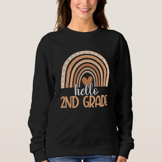 Boho Rainbow Hello 2nd Grade Teacher Student Zurüc Sweatshirt (Vorderseite)
