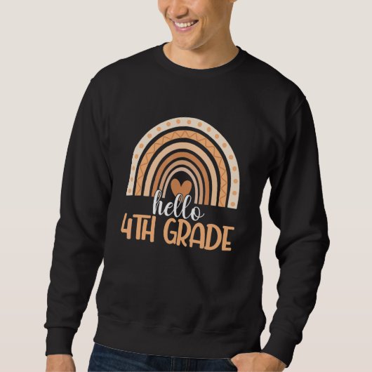 Boho Rainbow Hello 4th Grade Teacher Student Back  Sweatshirt (Vorderseite)
