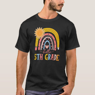 Boho Rainbow Hello 5th Grade Teacher Erster Tag T-Shirt
