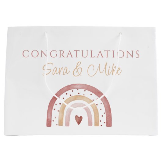 Boho Rainbow Herzlichen Glückwunsch Geschenktasche Große Geschenktüte (Vorderseite)