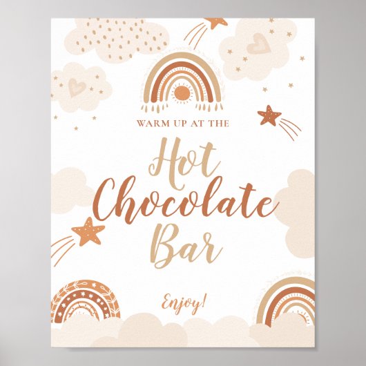 Boho Rainbow Hot Chocolate Bar Sign Poster (Vorne)