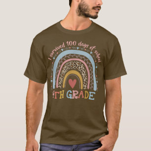 Boho Rainbow I überlebte 100 Tage 4. Grade Scho T-Shirt