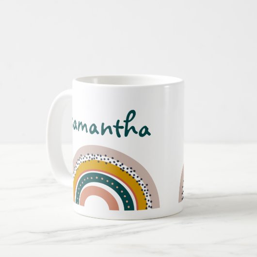 Boho Rainbow Individuelle Name Pastel Trendy Kaffeetasse (Vorderseite Links)