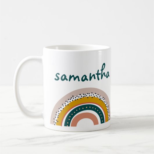 Boho Rainbow Individuelle Name Pastel Trendy Kaffeetasse (Links)