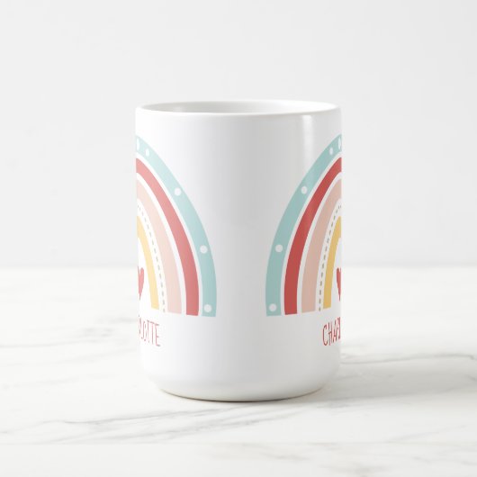 Boho Rainbow Kids Name Wasserfarbe Kaffeetasse (Mittel)