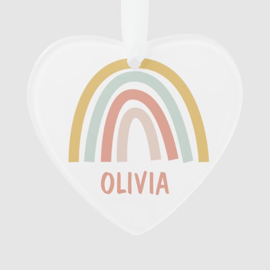 Boho Rainbow Kids Personalisiert Ornament (Vorderseite)