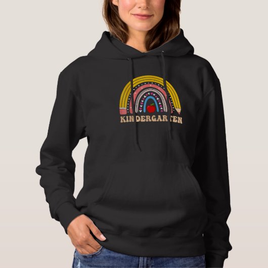 Boho Rainbow Kindergarten Student Teacher Back To Hoodie (Vorderseite)