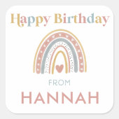 Boho Rainbow Kindergeburtstag Gift Stickers (Vorderseite)