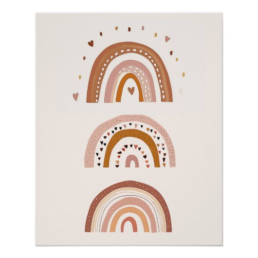 Boho Rainbow Kinderzimmer Wall Art, Neutrale Kinde Poster (Vorderseite)