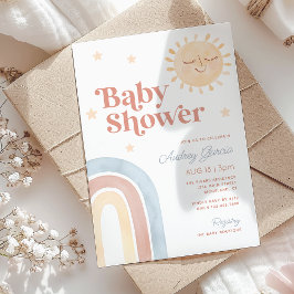 Boho Rainbow & Lächeln Sun Watercolor Babydusche Einladung